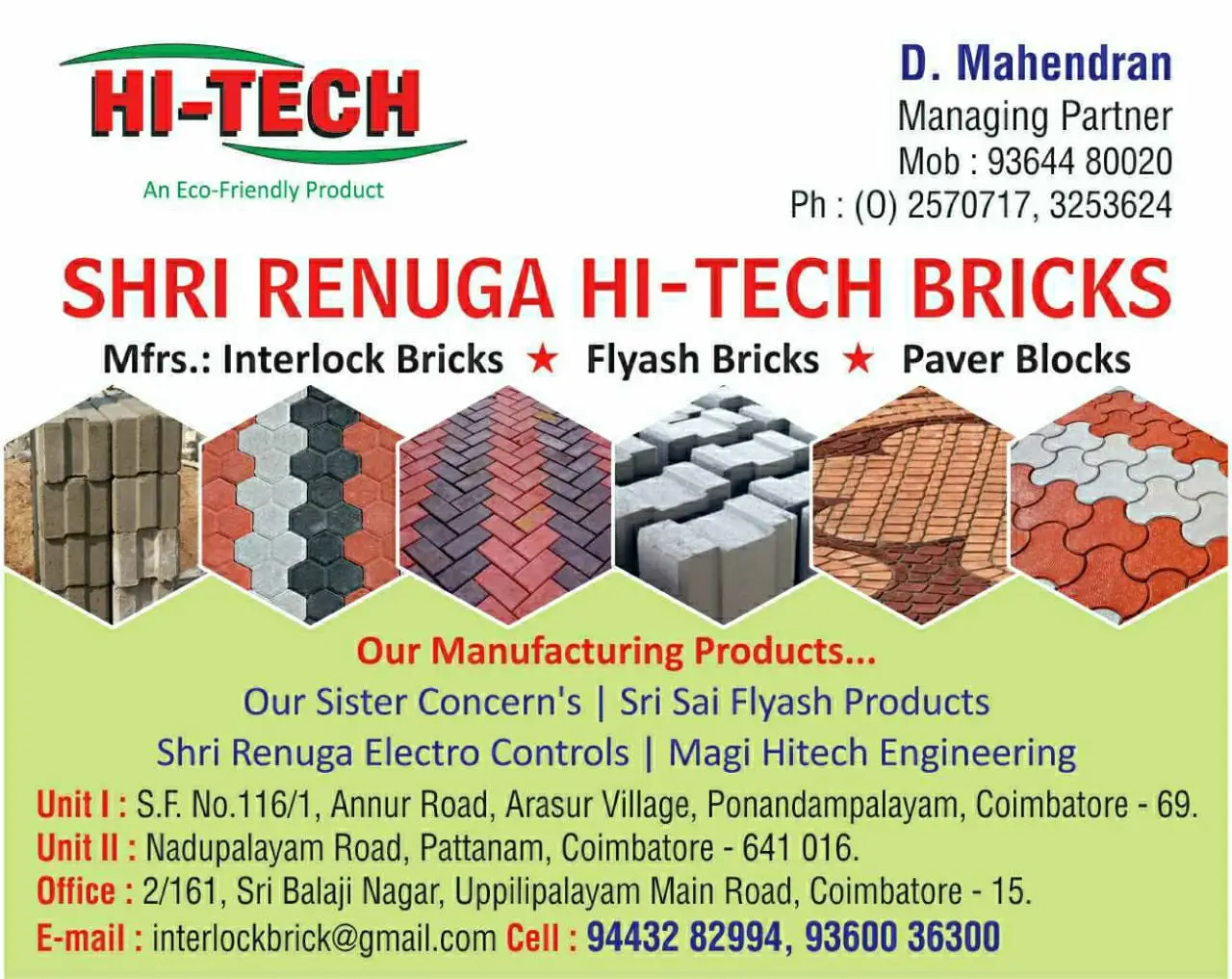 Fly Ash Interlock Brick Manufacturers in Coimbatore